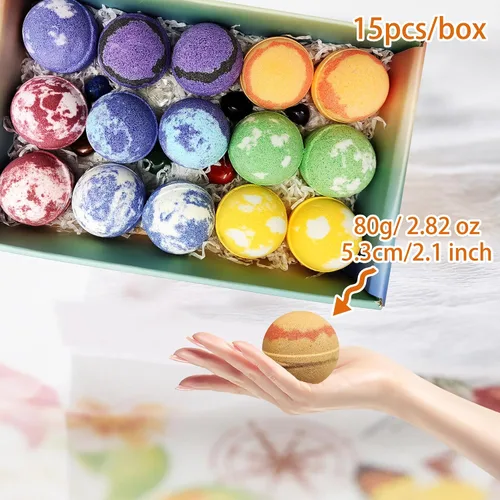 Vista 7 de Bombas de baño con piedras preciosas curativas de chakras. 15 bombas de baño de aceites esenciales. Bombas de baño con piedras de chakra reales