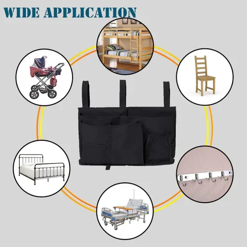 Vista 4 de Organizador de almacenamiento para mesita de noche, bolsa organizadora de almacenamiento colgante con 8 bolsillos para literas, rieles de cama