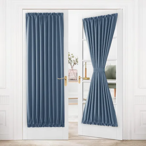 Vista 58 de DWCN Cortinas para Puertas Francesas – Cortinas opacas térmicas con bolsillo para barra para puertas con ventana de cristal, puertas de cocina