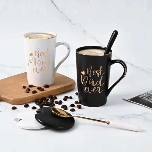 Vista 9 de YHRJWN Los mejores regalos para mamá y papá, Tazas para mamá y papá, Mejor taza de café para padres, Regalos de Navidad para padres de hija e hijo