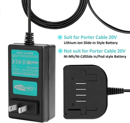 Vista 7 de Creabest Cargador de iones de litio de 20 V compatible con cable Porter PCC680L PCC681L