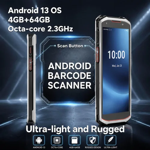 Vista 3 de Bix - Escáner industrial de código de barras Android 13, computadora móvil con pantalla táctil HD de 5.5 pulgadas, motor de escáner de código