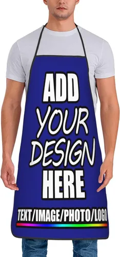 Vista 34 de Delantal personalizado personalizado para añadir nombre, foto, texto, logotipo, cocina ajustable para cocinero para hombres y mujeres