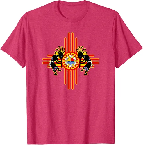 Vista 22 de Native American Kokopelli Kachina Zia Symbol 2 - Camiseta divertida para fanáticos, Negro