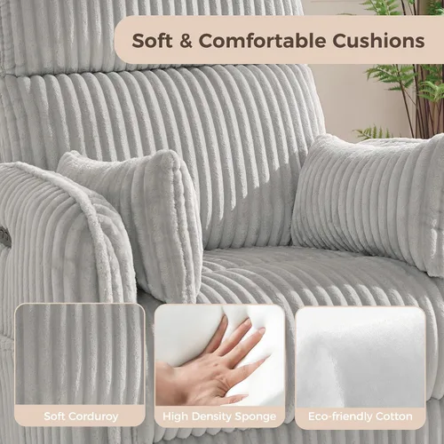 Vista 6 de Sillón reclinable giratorio eléctrico con reposacabezas ajustable, sillón Gris