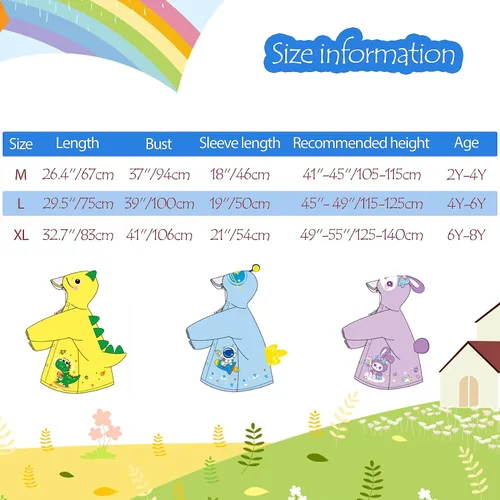Vista 2 de amo nenes Kids Raincoat for Boys Girls Rain Poncho with Hood, Waterproof Reusable EVA Rainwear Toddler Cartoon 2-12 Years