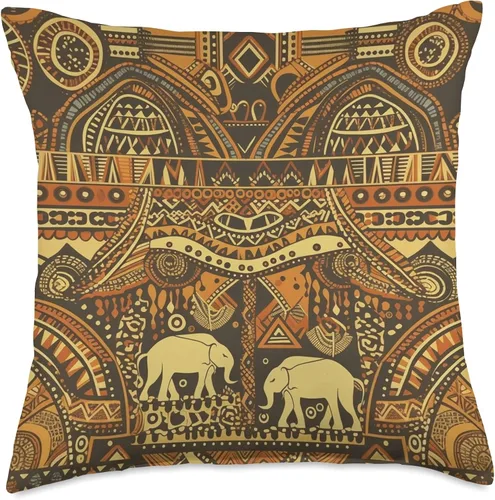 Vista 5 de Logiamerch Patterns Patrón africano con elefante, almohada Love Africa, 16 x 16 pulgadas, multicolor