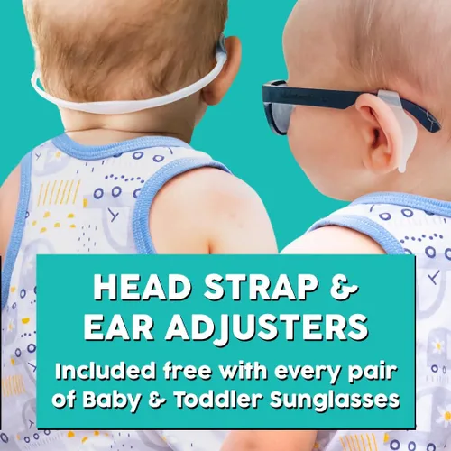 Vista 6 de ROSHAMBO - Lentes de sol irrompibles para niños y niñas de 2 a 4 años con correa sin bisfenol A, lentes polarizados, ensamblados en Estados Unidos
