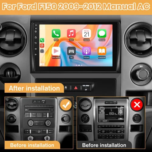 Vista 2 de Radio Android para Ford F150 2009-2012 (0nly para CA manual), con pantalla táctil de 9 pulgadas, 2 GB de RAM+64 GB de ROM, supprot Carplay, Android