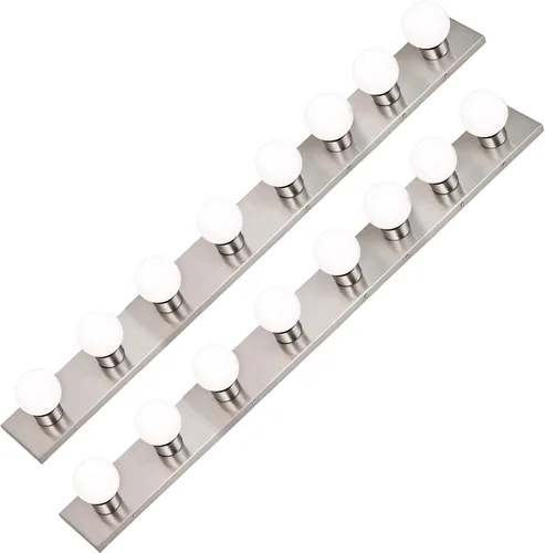 Vista 10 de Lighting - Tira de tres luces para tocador de estilo Hollywood con placas cromadas, accesorios de calidad de salón para dormitorio, baño, vestidor