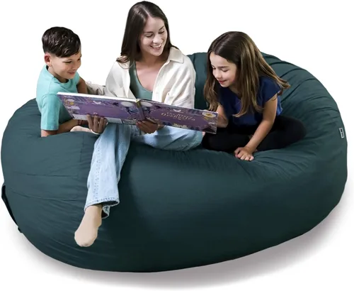 Vista 78 de Big Joe Fuf Silla Puf de Espuma de 5 Pies de Tamaño Extra Grande con Funda Extraíble para Niños, Adolescentes, Adultos, Onyx Lenox, Poliéster Tejido