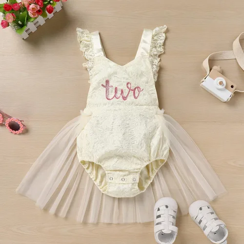 Vista 69 de Traje de bebé niña primer cumpleaños traje de encaje tul mameluco princesa tutú vestido de un año cumpleaños pastel Smash fotografía ropa