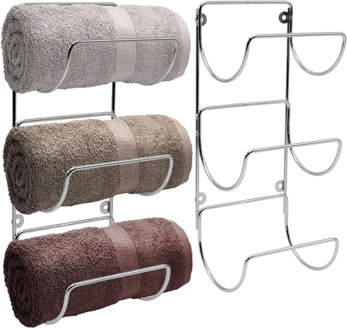 Vista 12 de Sorbus Toallero para pared de baño, 6 niveles para colgar toallas de baño, toallas de baño, ropa de cama, estantes negros para baño, spa, salón