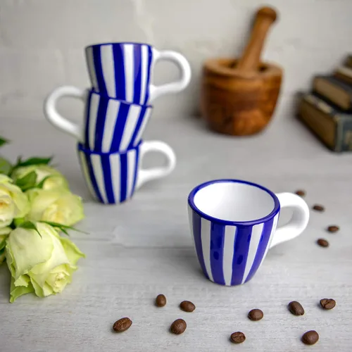 Vista 5 de City to Cottage Tazas de café expreso de cerámica de 4, pequeños chupitos Expresso, Demitasse, perfectas para máquina de espresso, tazas hechas a