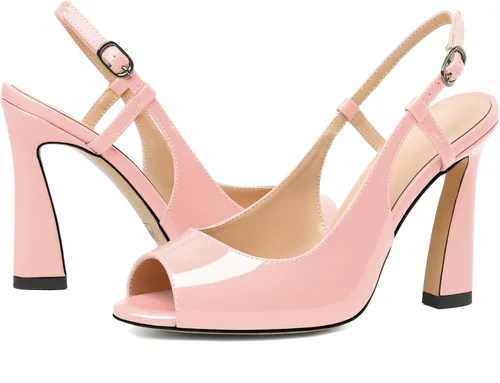 Vista 4 de Joseywade Zapatos de vestir de tacón alto con tacón alto y puntera abierta para mujer, sandalias de tacón alto de 4 pulgadas