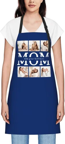 Vista 41 de Delantales personalizados para mujer, diseño de delantal de chef ajustable con nombre, textos, fotos, flores, regalos para el día de la madre