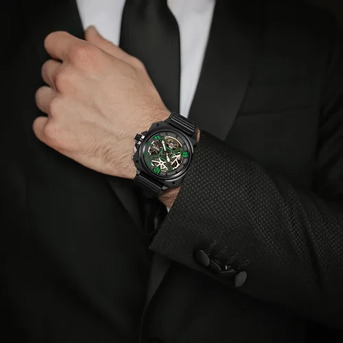 Vista 2 de Automatic Watches for Men,Stainless Steel Case with Leather Band,50M Waterproof Men Mechanical Wrist Watches