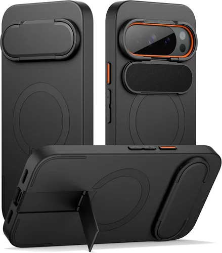 Vista 19 de SURITCH Funda para teléfono Google Pixel 9 Pro XL, compatible con MagSafe, funda protectora con cubierta de cámara y soporte de metal ajustable