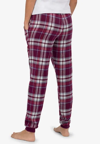 Vista 3 de Ellos Pantalones de dormir de franela a cuadros de talla grande para mujer
