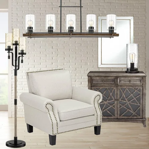 Vista 7 de 360 Lighting Libby - Lámpara de mesa de 12 pulgadas de alto LED de bronce con semilla de vidrio sembrado, pantalla cilíndrica para dormitorio, casa