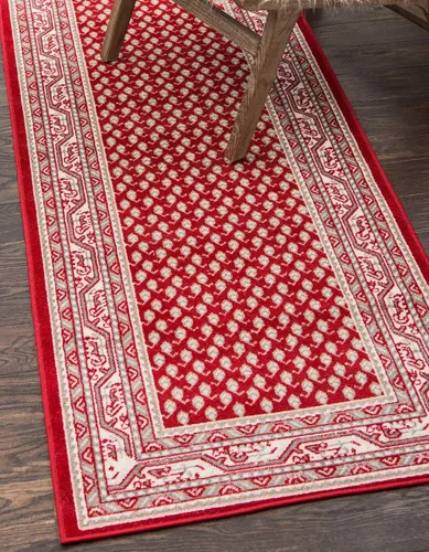 Vista 27 de Unique Loom Williamsburg Collection - Alfombra tradicional con borde central de puntos, alfombra de pasillo de 2 pies 9 pulgadas x 9 pies 10 Beige