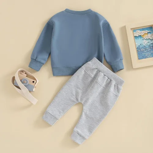 Vista 3 de Sprifallbaby Conjunto de ropa para bebé recién nacido, sudadera de manga larga y pantalones para niños pequeños, para otoño e invierno, 2 piezas