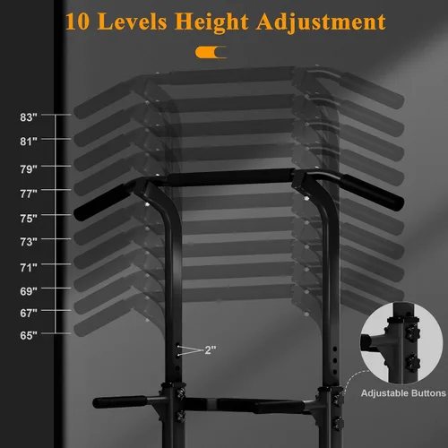 Vista 2 de DlandHome Power Tower Pull Up Dip Station Multi-Function Fitness Equipment for Strength Training Adjustable Height Dip Stand for Home Gym
