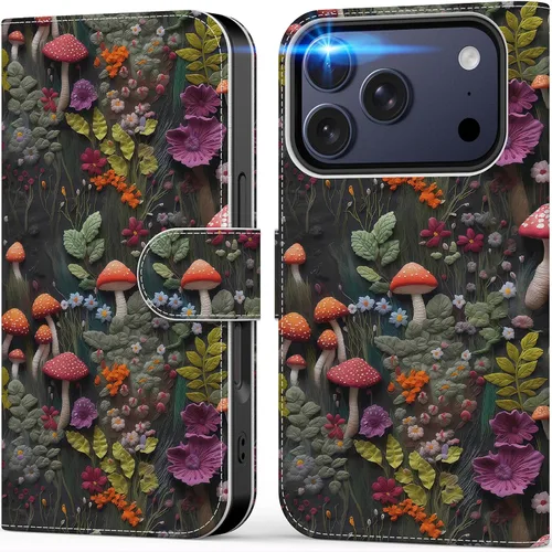 Vista 96 de DEENAKIN Funda tipo cartera para iPhone 15 con tarjetero + clip para efectivo, bloqueo RFID, protección contra caídas de grado militar y obras