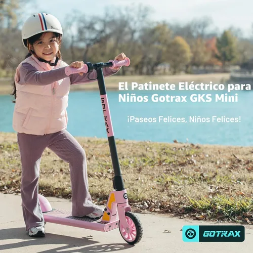 Vista 2 de Gotrax Electric Scooter for Kids 6-12, Max 3.75 Mile & 7.5Mph,Thumb Control Rosa claro