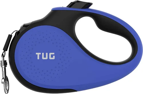 Vista 4 de TUG Correa retráctil para perro de 360° sin enredos con dispensador de bolsas de basura (pequeña, azul)