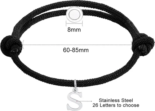 Vista 2 de INBLUE Personalizado 2 unids magnético par pulseras personalizadas grabado nombre fecha para mujeres hombres novio novia cuerda ajustable atracción