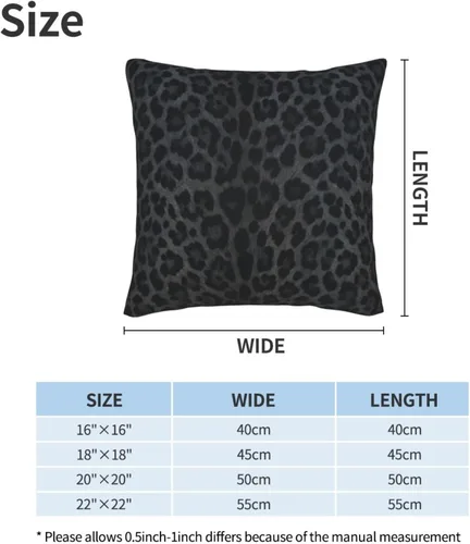 Vista 2 de Fiokroo Juego de 2 fundas de almohada de leopardo negro, fundas de almohada cuadradas para sofá, dormitorio, sala de estar, automóvil, 16 x 16