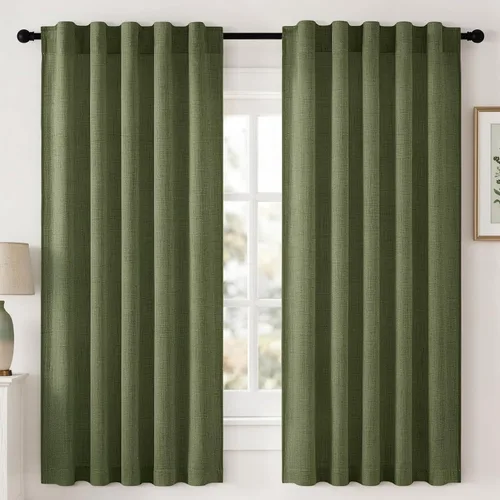 Vista 8 de MIULEE - Cortinas de lino sintético de 96 pulgadas de largo, 2 paneles, cortina semitransparente natural con pestaña trasera, bolsillo para barra