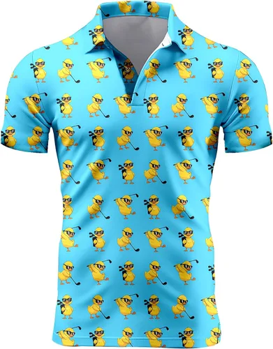 Vista 15 de Camisa de golf de los años 80 para hombre, ajuste seco, manga corta, estampada, divertidas, camisas de golf de los años 90 para hombre