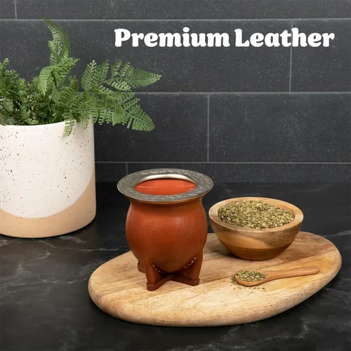 Vista 4 de Materos Taza de yerba mate de alta calidad, elegante, funcional y duradero, diseño camionero de cerámica, taza ecológica y elegante para una