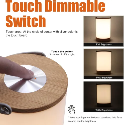Vista 5 de Facon Linterna LED portátil con interruptor regulable táctil, lámpara inalámbrica recargable con batería para campamento al aire libre, lámpara