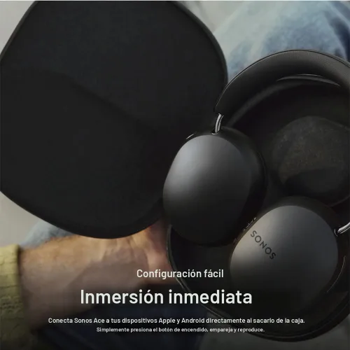 Vista 7 de Sonos Ace Auriculares inalámbricos supraaurales con cancelación de ruido con Bluetooth, batería de 30 horas, audio espacial, Dolby Atmos Negro