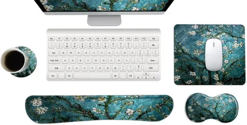 Vista 8 de ArtSo - Reposamuñecas ergonómico, almohadilla para el mouse, soporte para la muñeca al usar el teclado y posavasos, almohadilla de espuma Arte