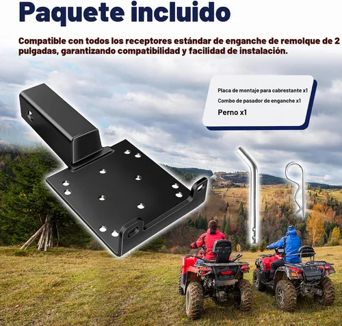 Vista 6 de Placa de montaje universal para cabrestante de remolque con receptor de 2 pulgadas, soporte de cabrestante placa de montaje para ATV, UTV