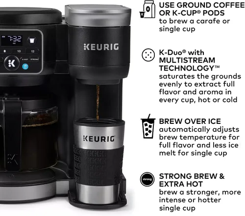 Vista 2 de Keurig KD5600 K-Duo - Cafetera caliente y helada de una sola porción y jarra, depósito de 72 onzas, tecnología MultiStream (Gen 2), negro (renovado)