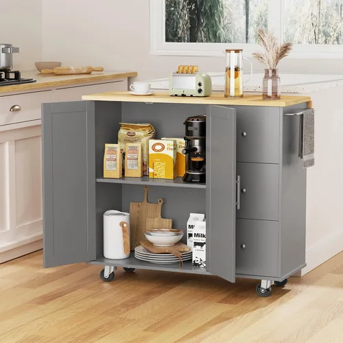 Vista 15 de JY QAQA Isla de cocina de 26 pulgadas con ruedas con armario de almacenamiento, armario de cocina con estantes, asa de carrito para toallero