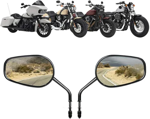 Vista 5 de TCMT Par de espejos retrovisores negros para motocicleta Harley Road King CVO Road Street Tri Glide Freewheeler Street XG500 XG750 Sportster XL1200