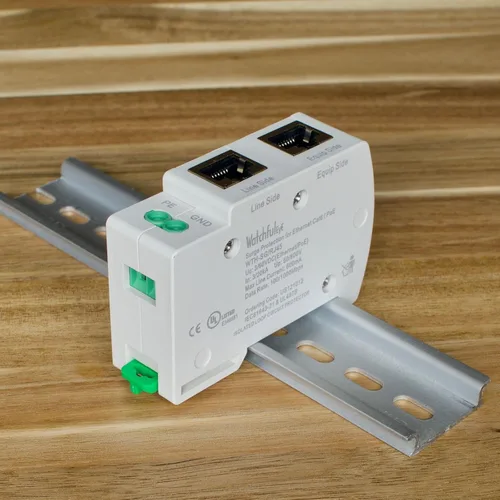 Vista 3 de WTH-SG/RJ45 DIN montado en riel Gigabit Ethernet PoE Protector de sobretensiones GDT TVS completo Protección contra sobretensiones