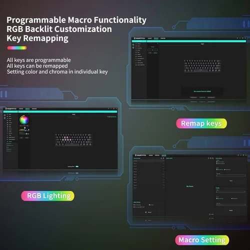Vista 6 de Punkston TH61 60% Teclado mecánico para juegos, RGB retroiluminado ultra compacto con cable mini teclado mecánico teclas completas programables