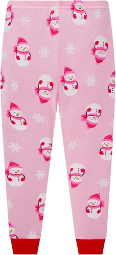 Vista 3 de Akyzic Conjuntos de pijamas de Navidad para niños y niñas, ropa de dormir de Papá Noel y muñeco de nieve
