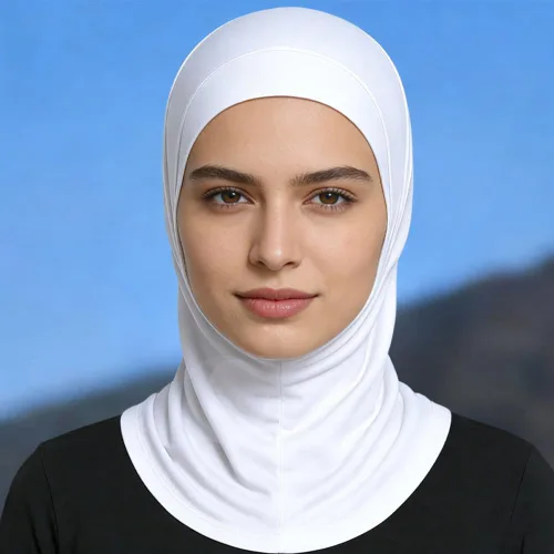 Vista 2 de VIGUEUR Máscara blanca de miedo, máscara con capucha abierta de elastano, accesorio unisex para disfraz de cosplay