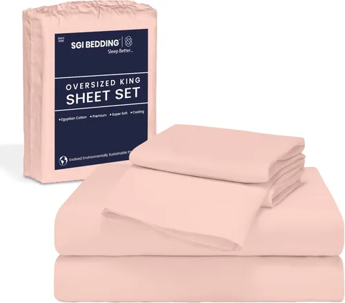 Vista 11 de SGI Bedding 108" x 108" Juego de sábanas de 4 piezas de tamaño Alaskan King de 1000 hilos 100% de algodón egipcio - Sábanas de bolsillo profundo