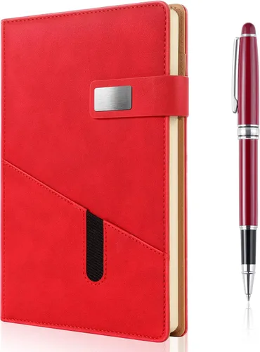 Vista 18 de Cuaderno A5 en blanco, cuaderno de bocetos de cuero de tapa dura recargable con bolsillo y hebilla magnética, 240 páginas gruesas de viaje