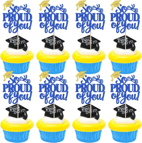 Vista 47 de Paquete de 24 adornos para cupcakes de clase de 2026 con purpurina 2026 para diploma de graduación 2026, selecciones para cupcakes para graduación