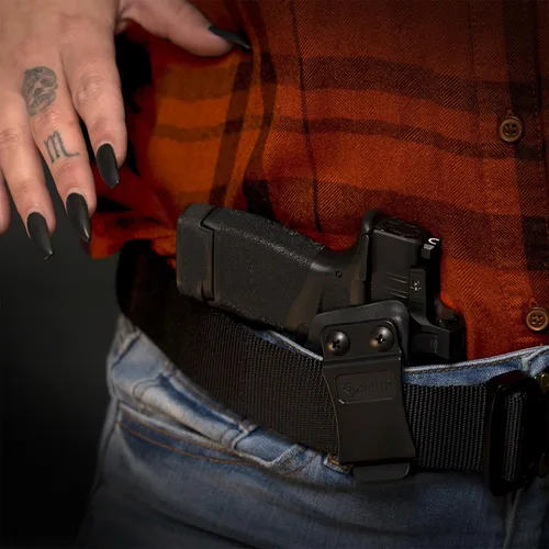 Vista 4 de GRITR IWB Kydex Right/Left Hand Gun Holster Fits Springfield Armory Hellcat/RDP/OSP - Optic Cut, Open Bottom, 1.5" Belt Clip & Adjustable Retention
